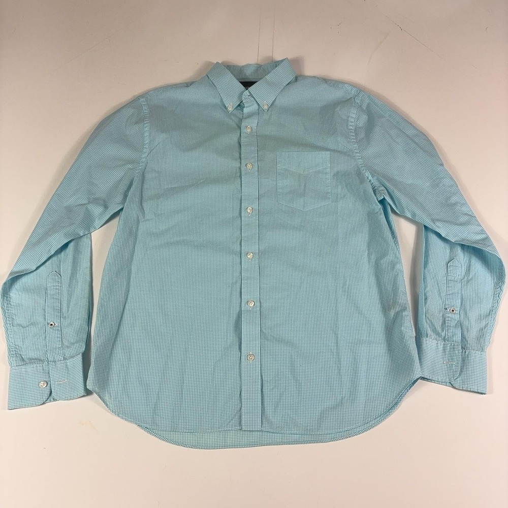 Bonobos Shirt Mens Large Blue Check Long Sleeve Button Up Standard Fit